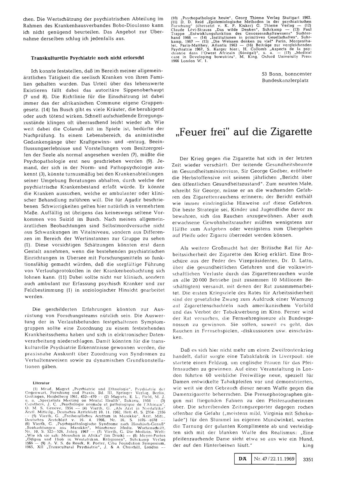 Vorschauseite 1: „Feuer frei" auf die Zigarette
