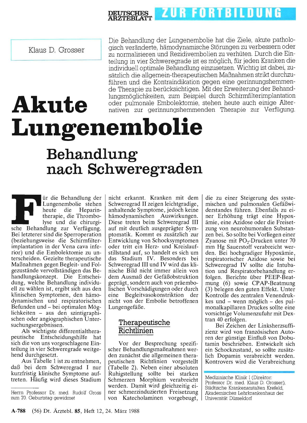 Vorschauseite 1: Akute Lungenembolie: Behandlung nach Schweregraden