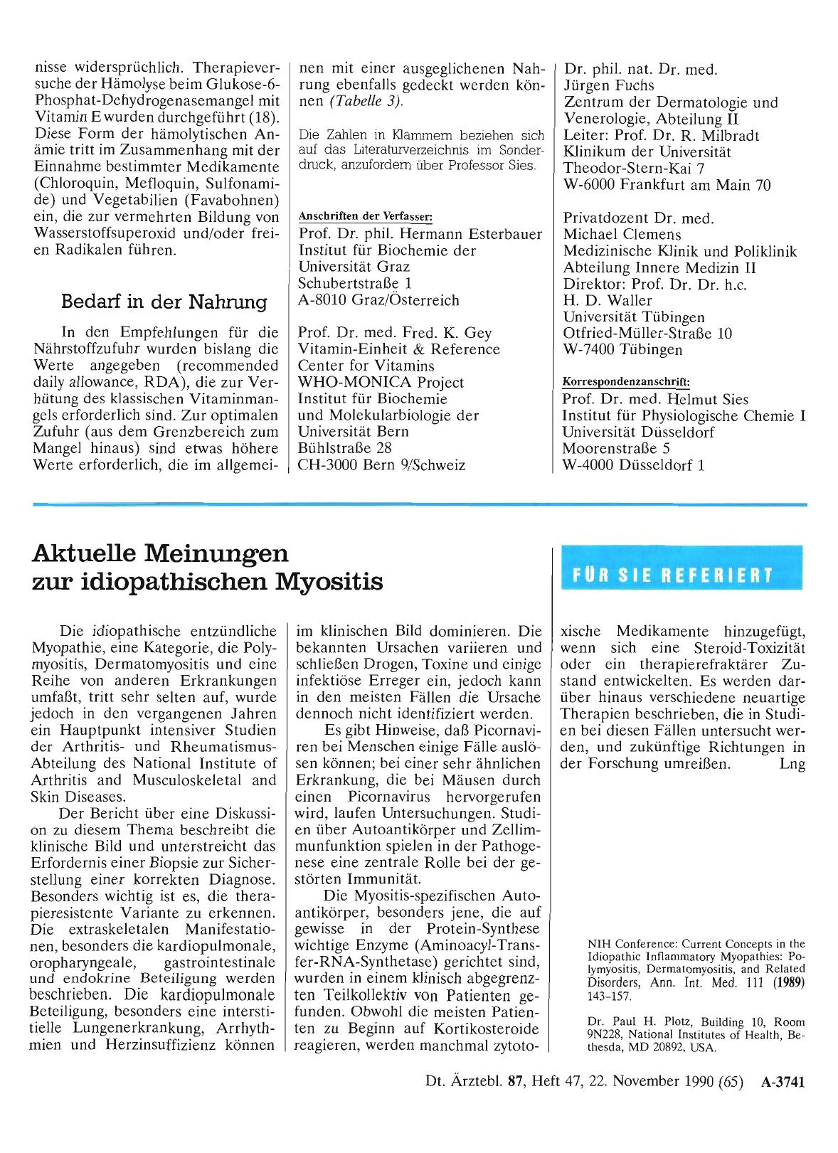 Vorschauseite 1: Aktuelle Meinungen zur idiopathischen Myositis