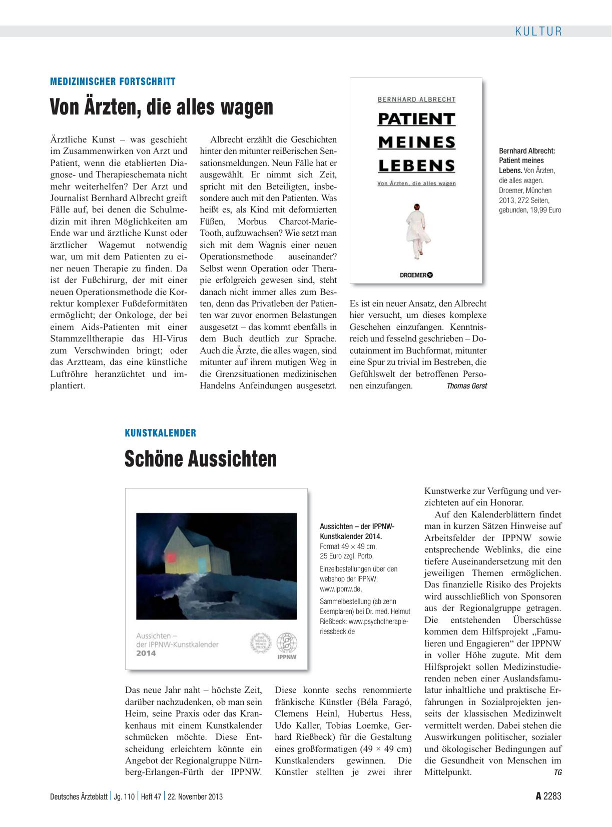 Vorschauseite 1: Kunstkalender: Schöne Aussichten