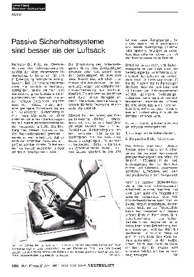 Vorschauseite 1: Passive Sicherheitssysteme sind besser als der Luftsack