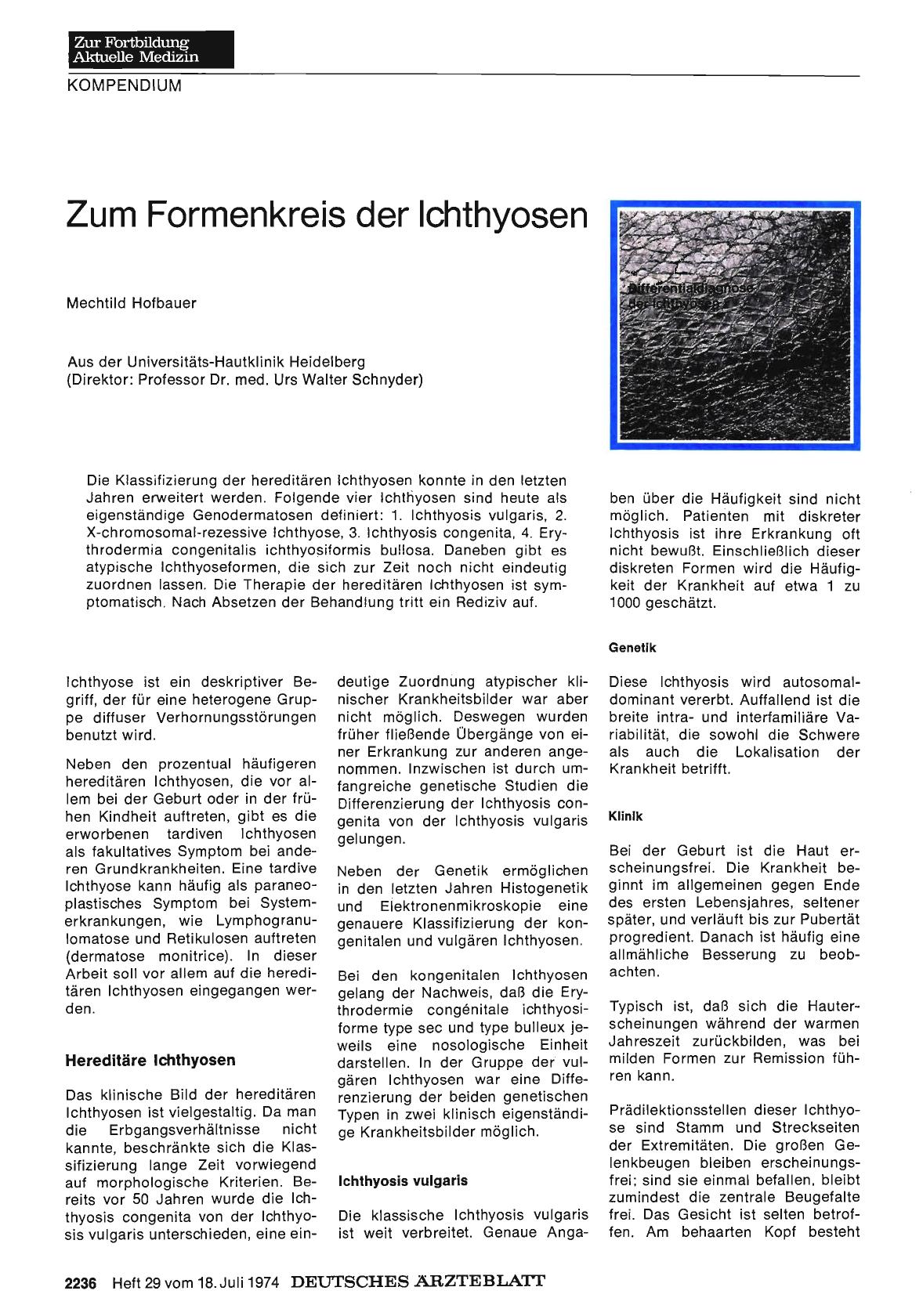 Vorschauseite 1: Zum Formenkreis der Ichthyosen