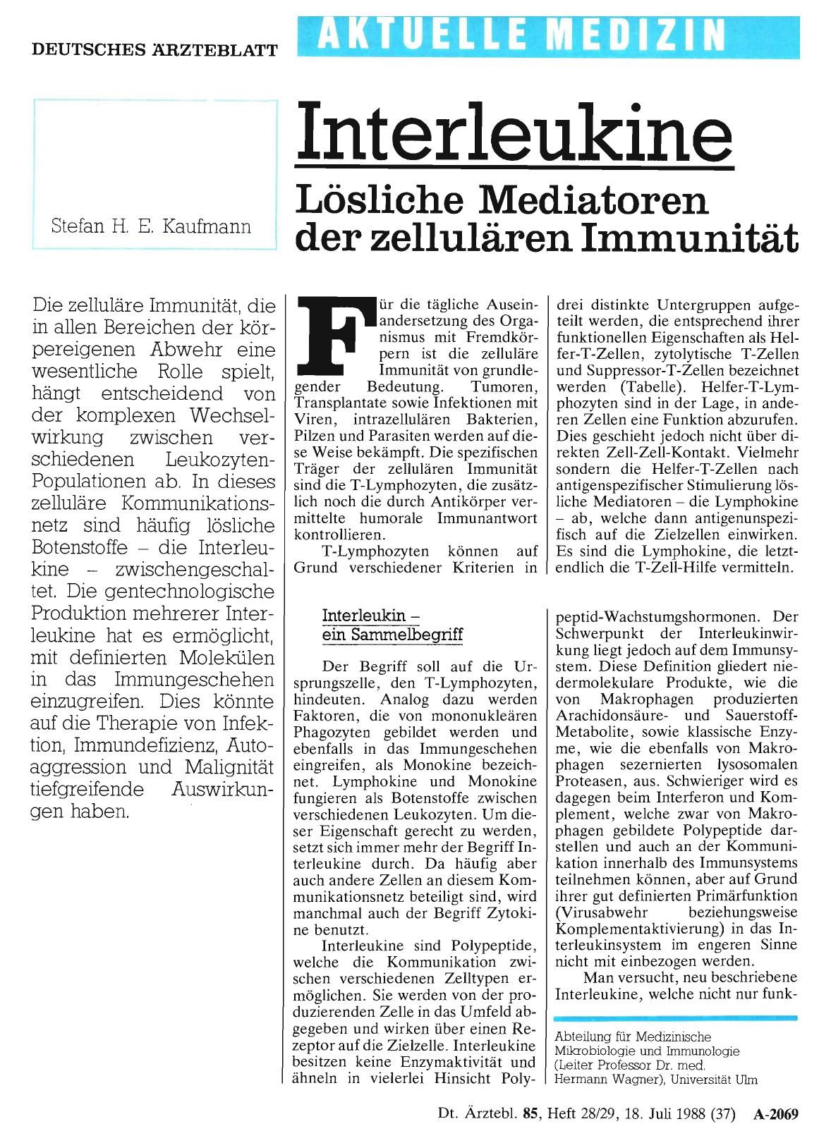Vorschauseite 1: Interleukine: Lösliche Mediatoren der zellulären Immunität