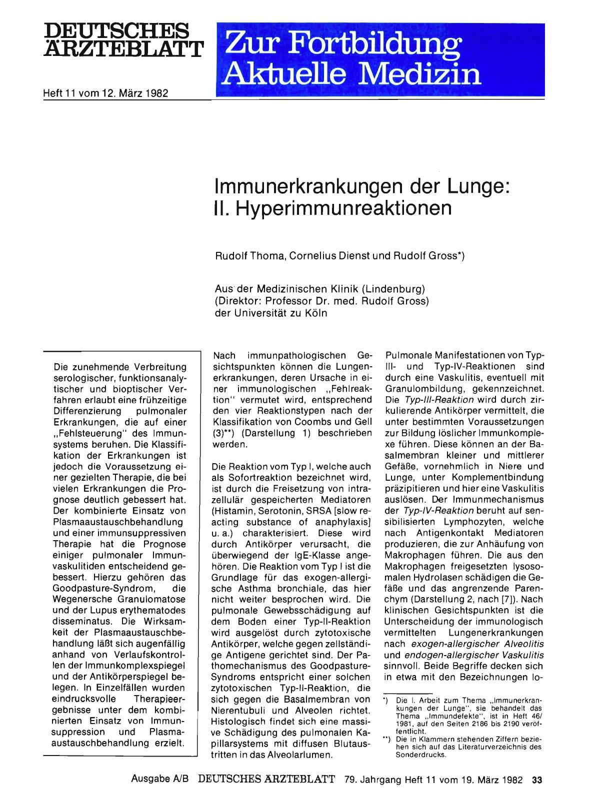 Vorschauseite 1: Immunerkrankungen der Lunge: II. Hyperimmunreaktionen