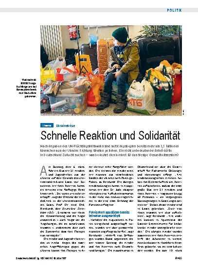 Vorschauseite 1: Ukrainekrise: Schnelle Reaktion und Solidarität