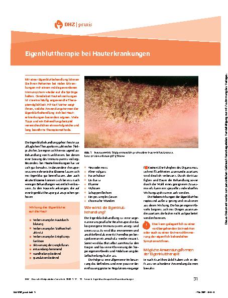 Vorschauseite 1: Eigenbluttherapie bei Hauterkrankungen