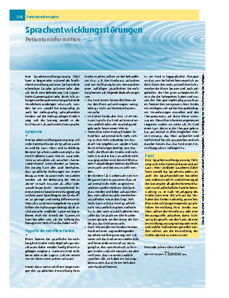 Vorschauseite 1: Sprachentwicklungsstörungen - Patienteninformation