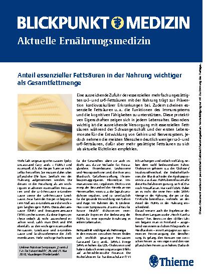 Vorschauseite 1: Anteil essenzieller Fettsäuren in der Nahrung wichtiger als Gesamtfettmenge