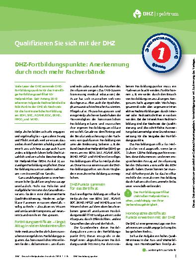 Vorschauseite 1: DHZ-Fortbildungspunkte: Anerkennung durch noch mehr Fachverbände