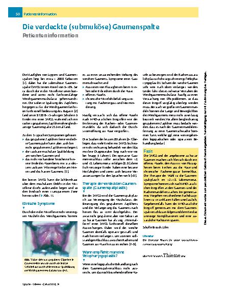 Vorschauseite 1: Die verdeckte (submuköse) Gaumenspalte