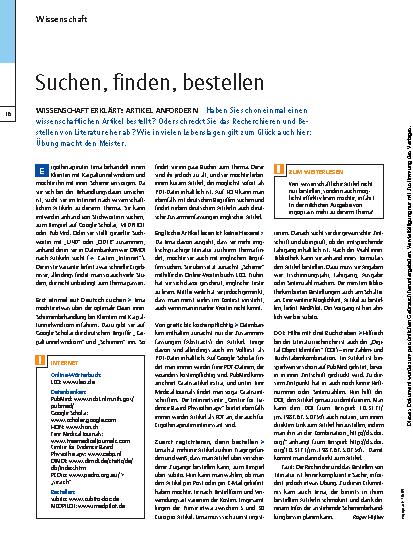 Vorschauseite 1: Wissenschaft erklärt: Artikel anfordern – Suchen, finden, bestellen