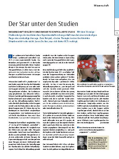 Vorschauseite 1: Wissenschaft erklärt: Randomisierte kontrollierte Studie – Der Star unter den Studien
