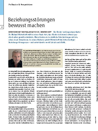 Vorschauseite 1: Interview mit Bestsellerautor Dr. Winterhoff – Beziehungsstörungen bewusst machen