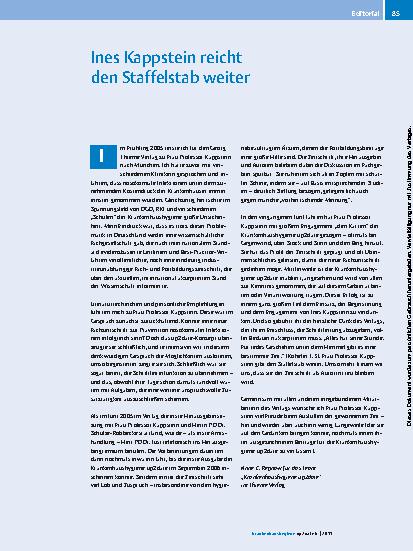 Vorschauseite 1: Ines Kappstein reicht den Staffelstab weiter