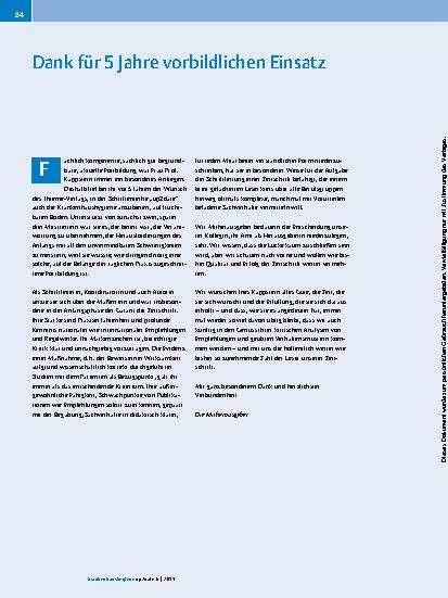 Vorschauseite 1: Dank für 5 Jahre vorbildlichen Einsatz