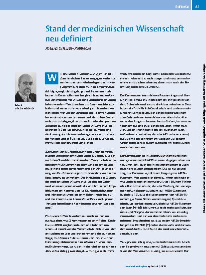 Vorschauseite 1: Stand der medizinischen Wissenschaft neu definiert
