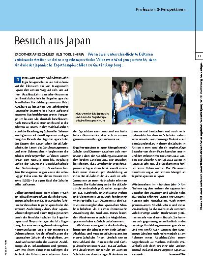 Vorschauseite 1: Ergotherapieschüler aus Tokushima – Besuch aus Japan