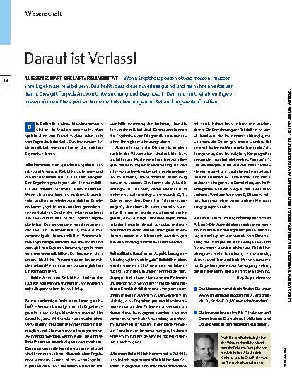 Vorschauseite 1: Wissenschaft erklärt: Reliabilität – Darauf ist Verlass!