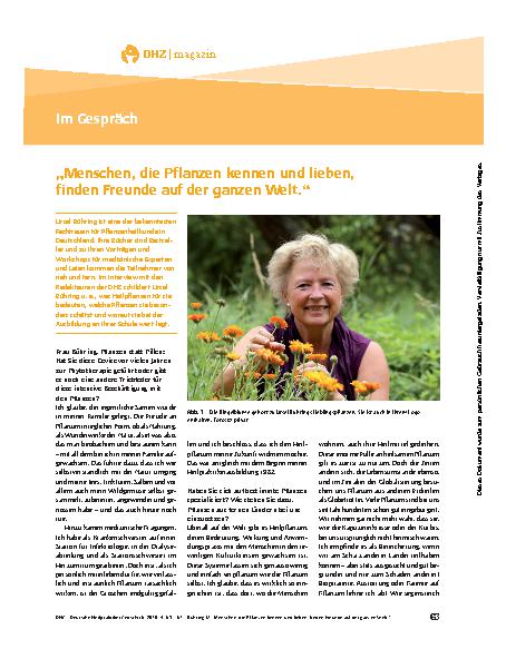 Vorschauseite 1: Im Gespräch – „Menschen, die Pflanzen kennen und lieben, finden Freunde auf der ganzen Welt.“
