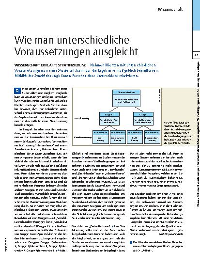 Vorschauseite 1: Wissenschaft erklärt: Stratifizierung – Wie man unterschiedliche Voraussetzungen ausgleicht