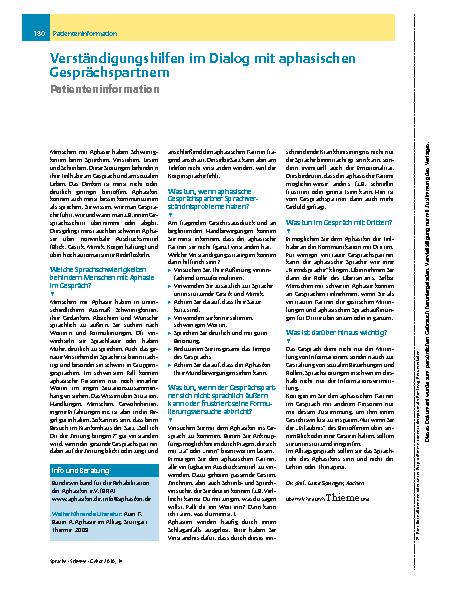 Vorschauseite 1: Verständigungshilfen im Dialog mit aphasischen Gesprächspartnern