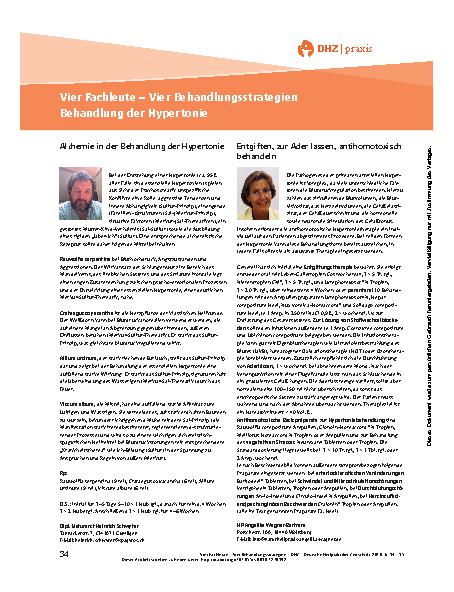 Vorschauseite 1: Vier Fachleute – Vier Behandlungsstrategien Behandlung der Hypertonie