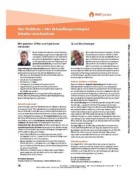 Vorschauseite 1: Vier Fachleute – Vier Behandlungsstrategien Schulter-Arm-Syndrom
