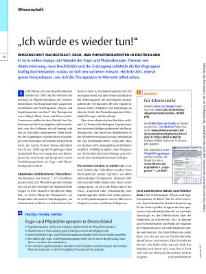Vorschauseite 1: Wissenschaft nachgefragt: Ergound Physiotherapeuten in Deutschland – „Ich würde es wieder tun! ”