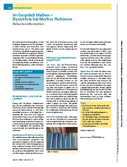 Vorschauseite 1: Im Gespräch bleiben – Dysarthrie bei Morbus Parkinson