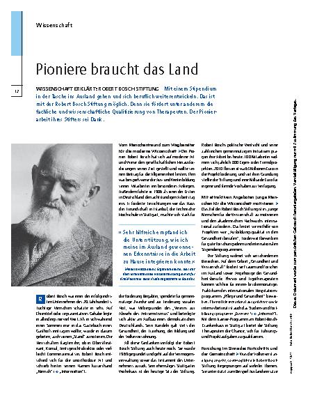 Vorschauseite 1: Wissenschaft erklärt: Robert Bosch Stiftung – Pioniere braucht das Land