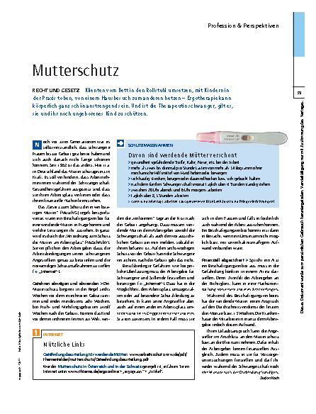 Vorschauseite 1: Recht und Gesetz – Mutterschutz