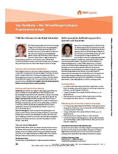 Vorschauseite 1: Vier Fachleute - Vier Behandlungsstrategien Trigeminusneuralgie