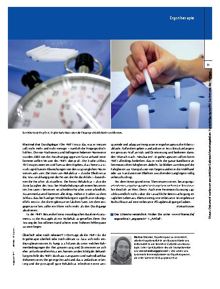 Vorschauseite 2: Assessment: Nine-Hole-Peg-Test – Ein alter Hut auf dem Prüfstand