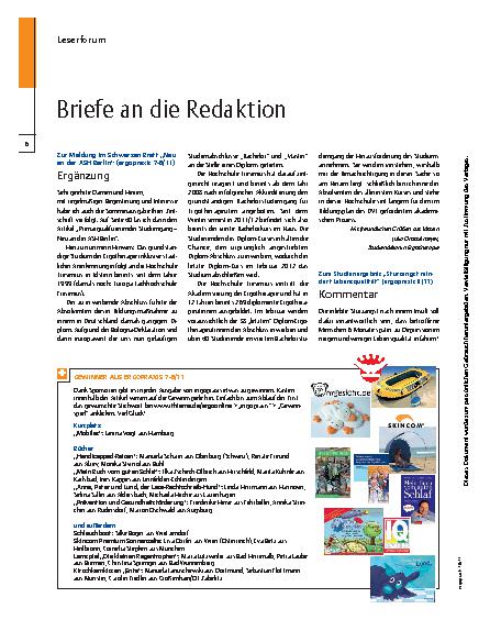 Vorschauseite 1: Briefe an die Redaktion