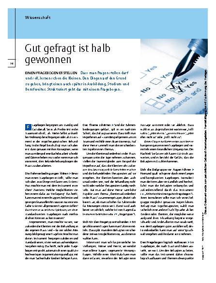 Vorschauseite 1: Einen Fragebogen erstellen – Gut gefragt ist halb gewonnen