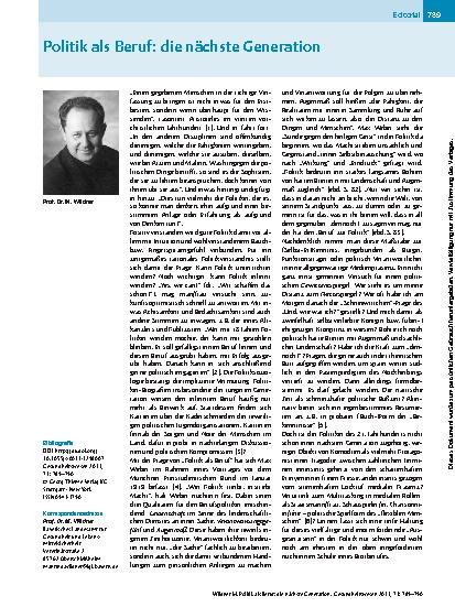 Vorschauseite 1: Politik als Beruf: die nächste Generation