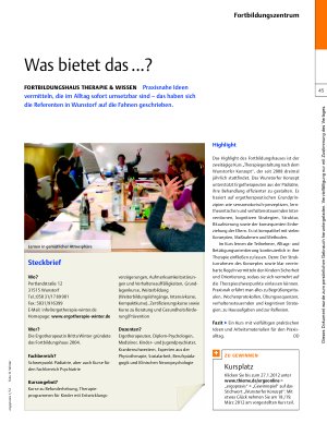 Vorschauseite 1: Fortbildungshaus Therapie & Wissen – Was bietet das. .. ?