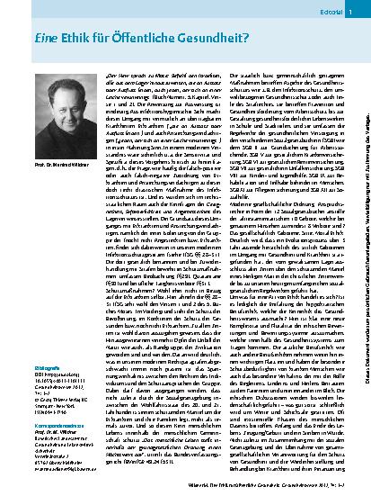 Vorschauseite 1: Eine Ethik für Öffentliche Gesundheit?