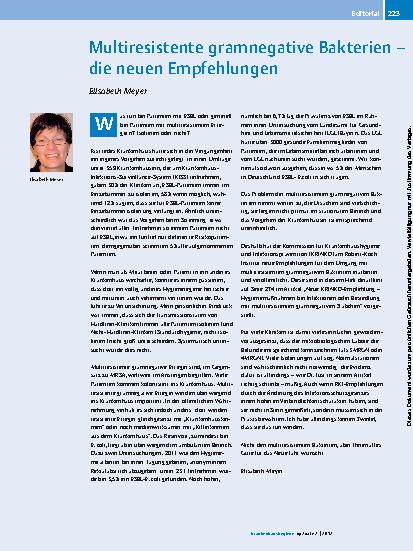 Vorschauseite 1: Multiresistente gramnegative Bakterien – die neuen Empfehlungen