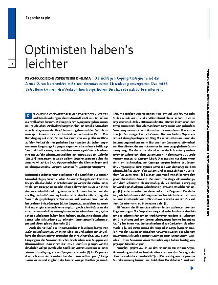 Vorschauseite 1: Psychologische Aspekte bei Rheuma – Optimisten haben’s leichter