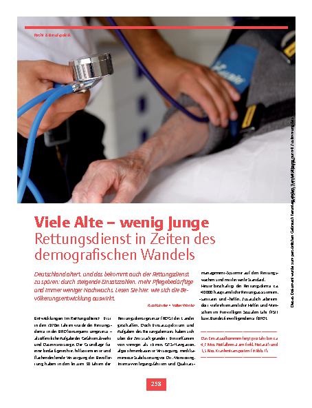 Vorschauseite 1: Viele Alte – wenig Junge – Rettungsdienst in Zeiten des demografischen Wandels