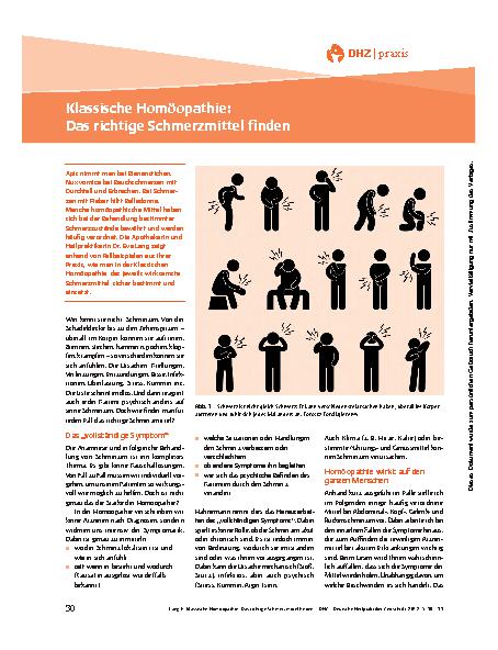 Vorschauseite 1: Klassische Homöopathie: Das richtige Schmerzmittel finden