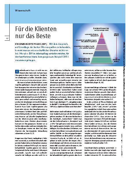 Vorschauseite 1: Evidenzbasierte Praxis (EBP) – Für die Klienten nur das Beste