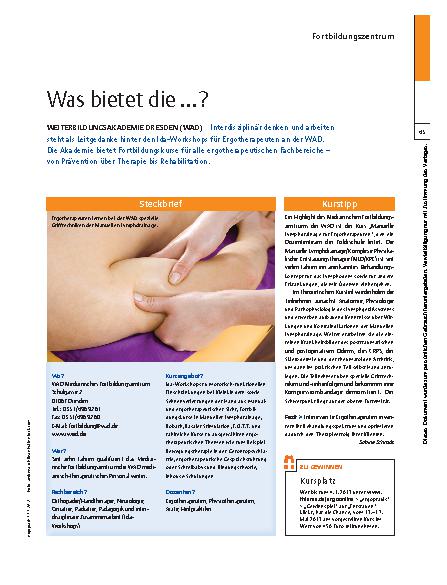 Vorschauseite 1: Weiterbildungsakademie Dresden (WAD) – Was bietet die...?