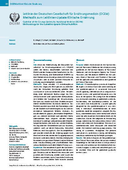 Vorschauseite 1: Leitlinie der Deutschen Gesellschaft für Ernährungsmedizin (DGEM)