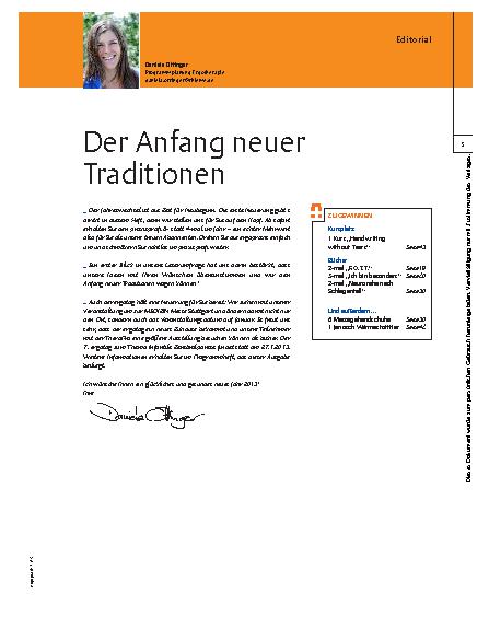 Vorschauseite 1: Der Anfang neuer Traditionen