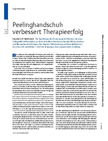 Vorschauseite 1: Fallbericht Hemiplegie – Peelinghandschuh verbessert Therapieerfolg