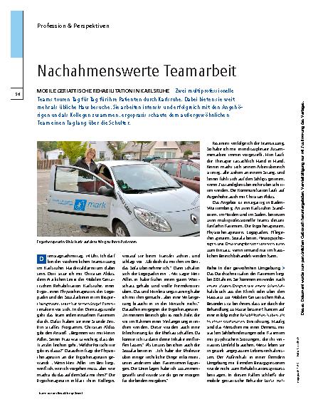 Vorschauseite 1: Mobile Geriatrische Rehabilitation in Karlsruhe – Nachahmenswerte Teamarbeit