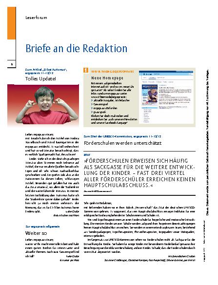 Vorschauseite 1: Briefe an die Redaktion