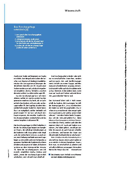 Vorschauseite 2: Eine Forschungsfrage finden – Der erste Schritt zur Bachelorarbeit